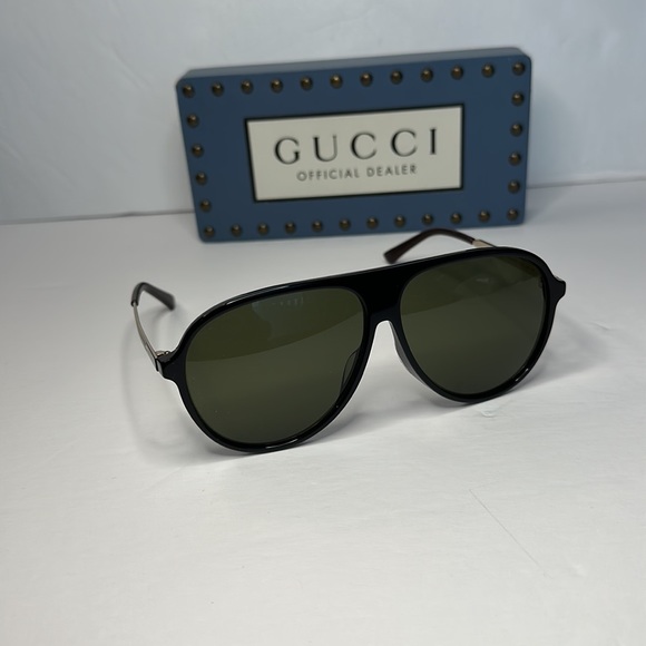 💯 - New - GUCCI GG0829SA 002 aviator sunglass black and ruthenium frame with… - Picture 5 of 16